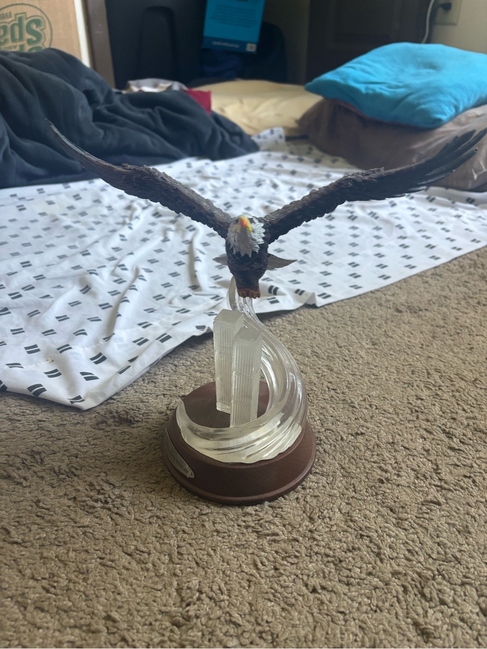 Patriotic Bald Eagle Resin Sculpture in Brown and White